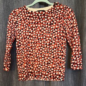J. Crew Red Heart 3/4 sleeve merino wool sweater